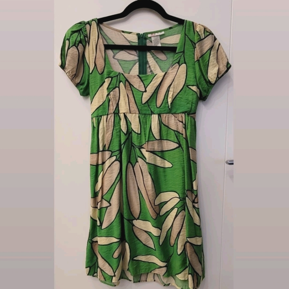 Bright Green and Floral Mini Dress